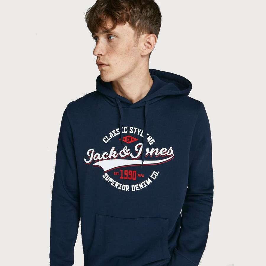 Jack & Jones - Sudadera Logo Hood Navy - Imagen 4