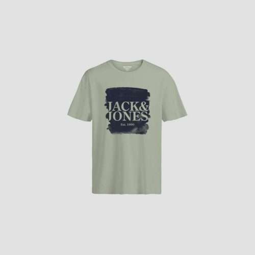 Camiseta de manga corta con el logo en el pecho de la colección de Jack & Jones Junior en color Swamp