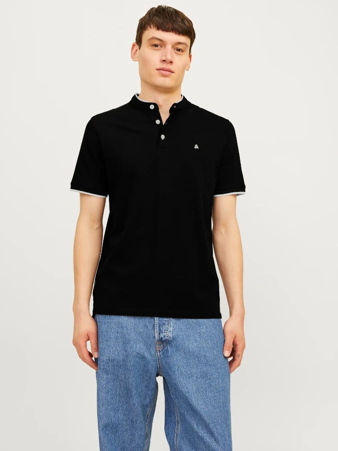 Polo hombre manga corta cuello mao Jack&Jones - 12199711 Negro (Black) Polo hombre manga corta cuello mao Jack&Jones - 12199711 Negro (Black)