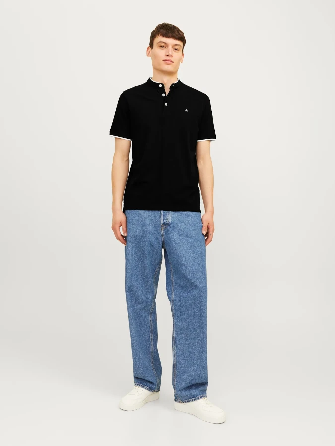 Polo hombre manga corta cuello mao Jack&Jones - 12199711 Negro (Black)1 Polo hombre manga corta cuello mao Jack&Jones - 12199711 Negro (Black)