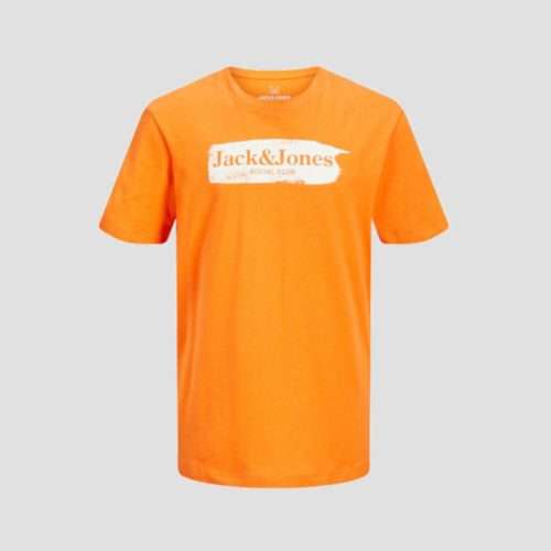 Camiseta de manga corta con el logo en el pecho de la colección de Jack & Jones Junior en color Sun Orange