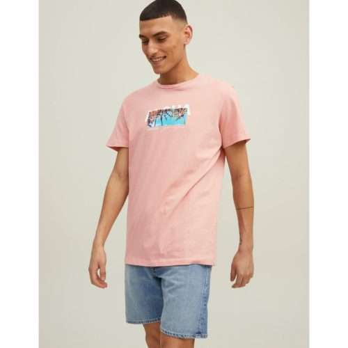 Camiseta manga corta con un pequeño dibujo de Jack & Jones Originals en color coral pink