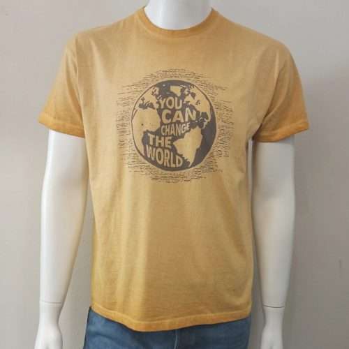 Camiseta estampada con la bola del mundo de manga corta y 100% algodón
