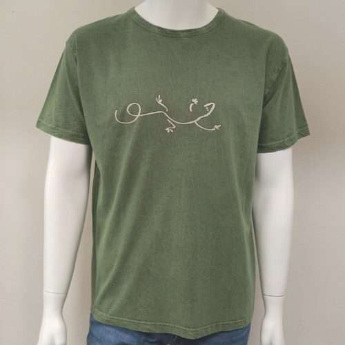 Camiseta estampada lagartija de manga corta y 100% algodón.