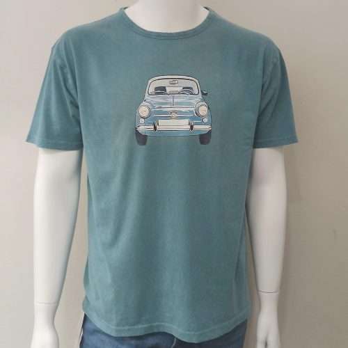Camiseta estampada con coche de manga corta y 100% algodón.