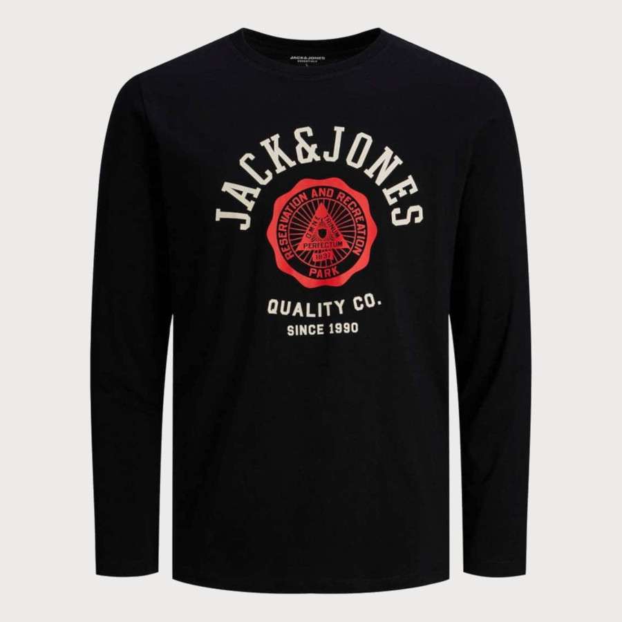 Jack & Jones - Camiseta logo tee ls - 12210821 Black