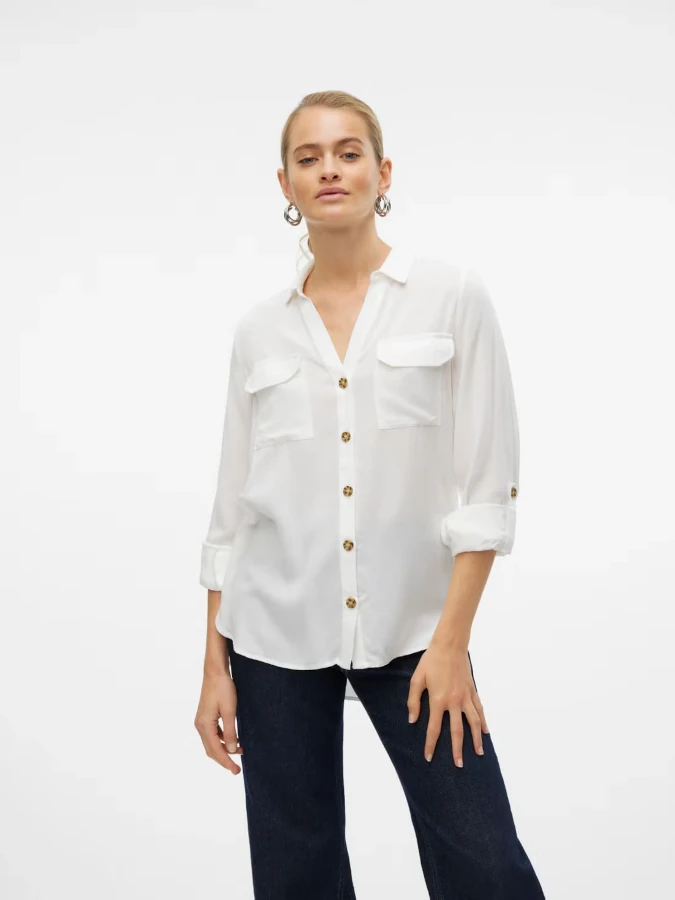 Camisa VeroModa Bumpy 10275283 blanco (snow white)
