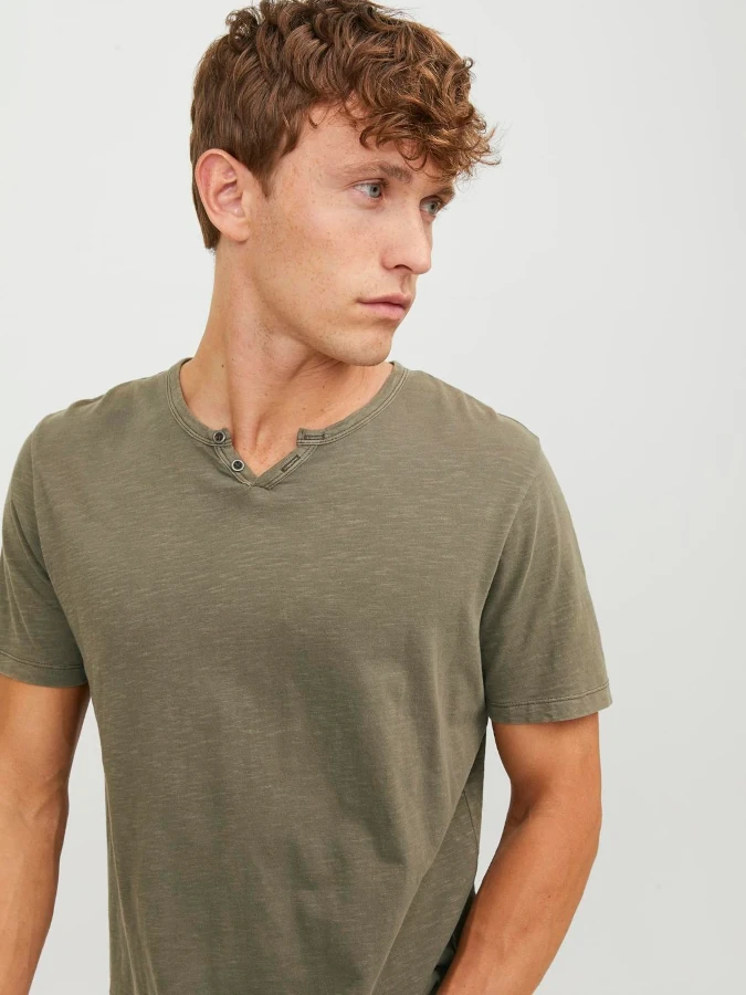 Camiseta Esplit hombre manga corta Jack&Jones 12164972 verde kaki (dusky green)