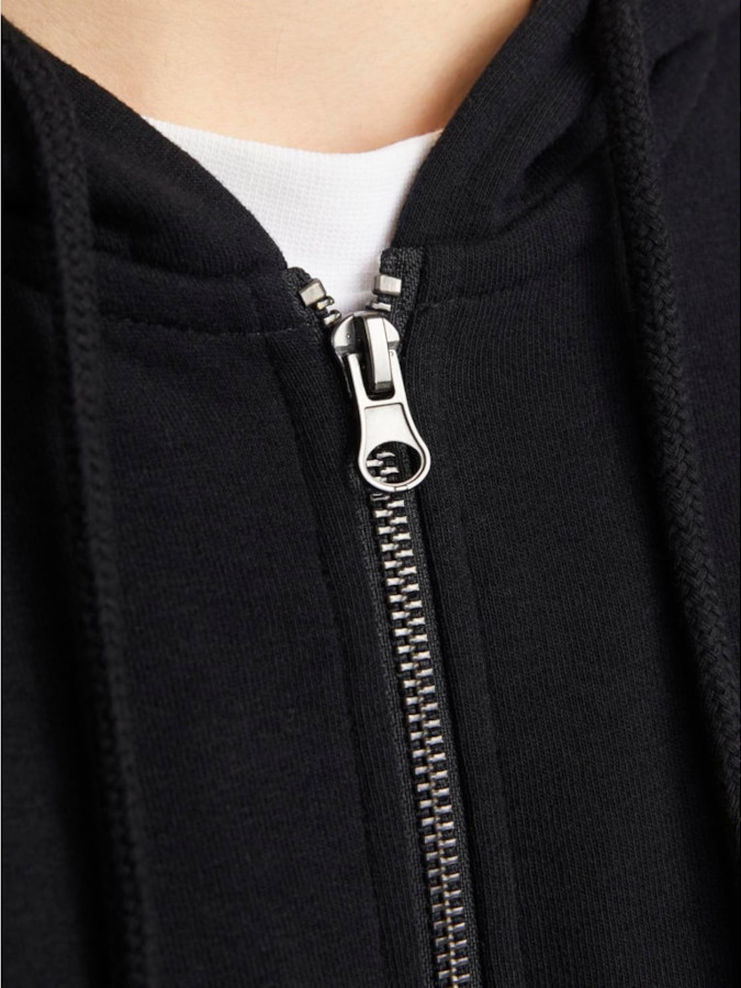 Sudadera con cremallera Jack & Jones - 12269366 Simon, en color negro (black) Sudadera con cremallera Jack & Jones - 12269366 Simon, en color negro (black)