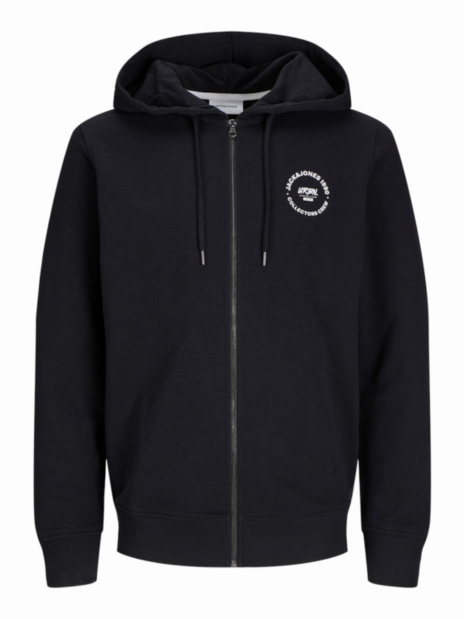 Sudadera con cremallera Jack & Jones - 12269366 Simon, en color negro (black) Sudadera con cremallera Jack & Jones - 12269366 Simon, en color negro (black)