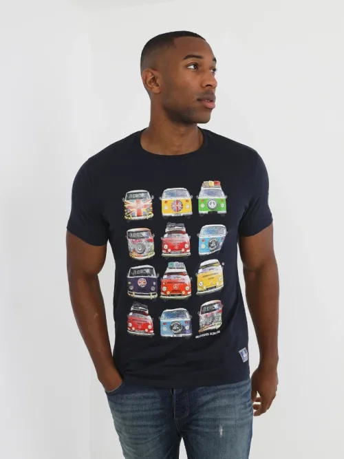 Camiseta Brave Soul furgos 149TROLN AZUL MARINO
