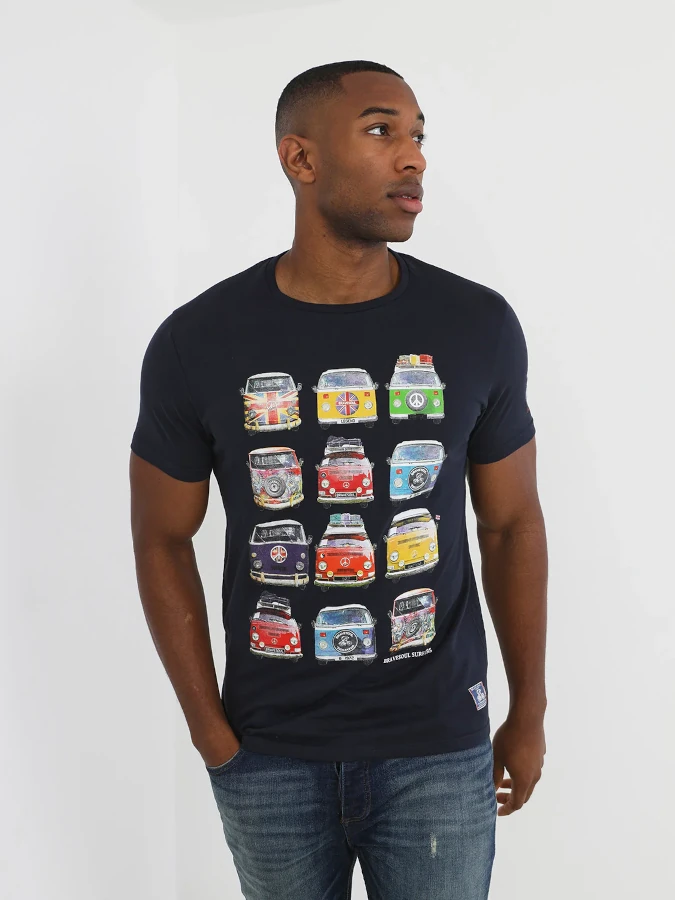Camiseta Brave Soul furgos 149TROLN AZUL MARINO