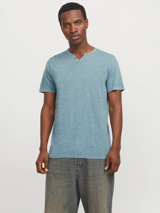 Camiseta cuello pico Jack&Jones Split 12164972 azul (oceanview)