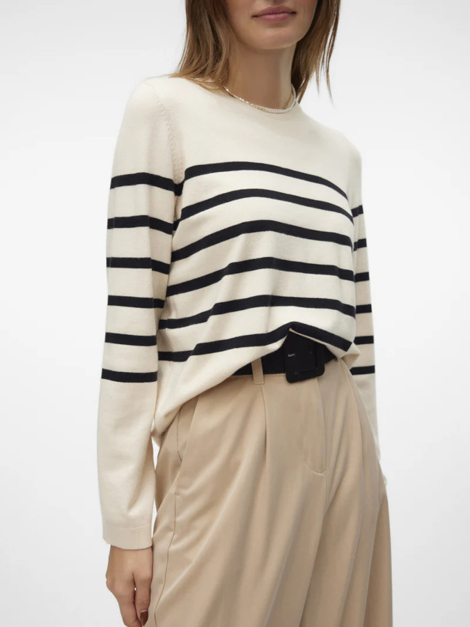 Vero Moda Pull Over 10309324 Beige con Rallas Negras2 (1)