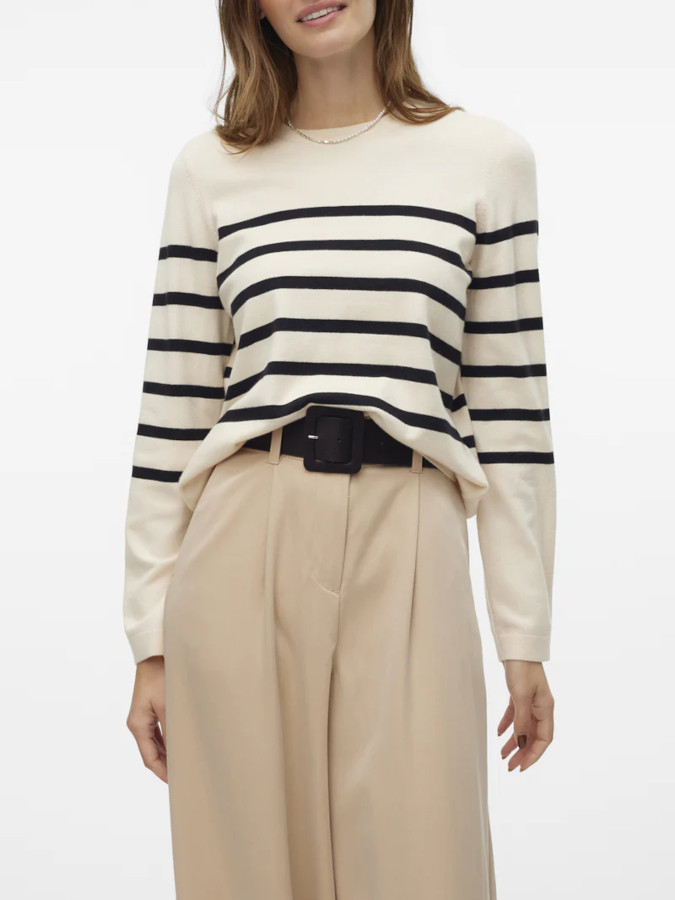 Vero Moda Pull Over 10309324 Beige con Rallas Negras2 (1)