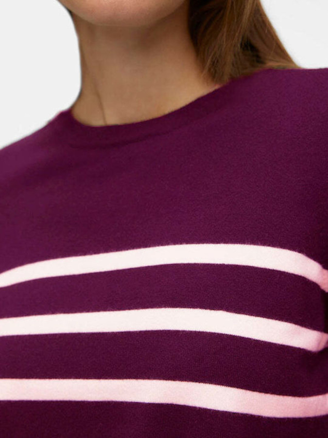 Vero Moda Pull Over 10309324 Burdeos con Rallas Blancas 3