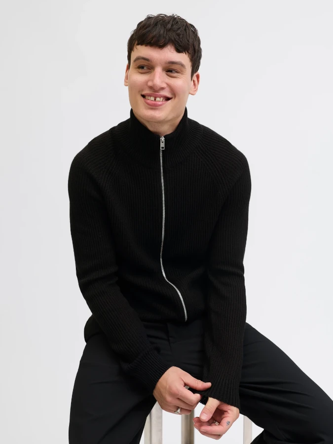 Jersey cremallera Jack&Jones Pannel 12278920 negro (black)