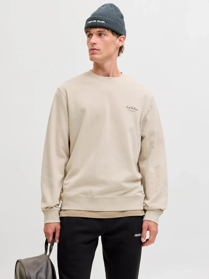 Sudadera cuello redondo Jack&Jones Archive Graphic 12287995 beige (moonbeam)6 (1)