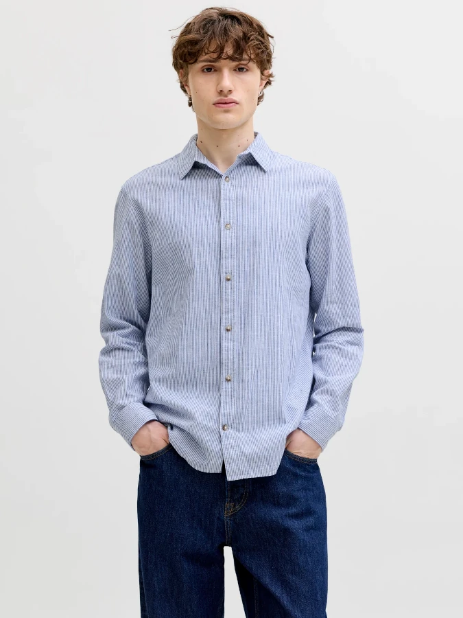 Camisa rayas Summer Linen Jack&Jones 12289174 azul (Infinity)