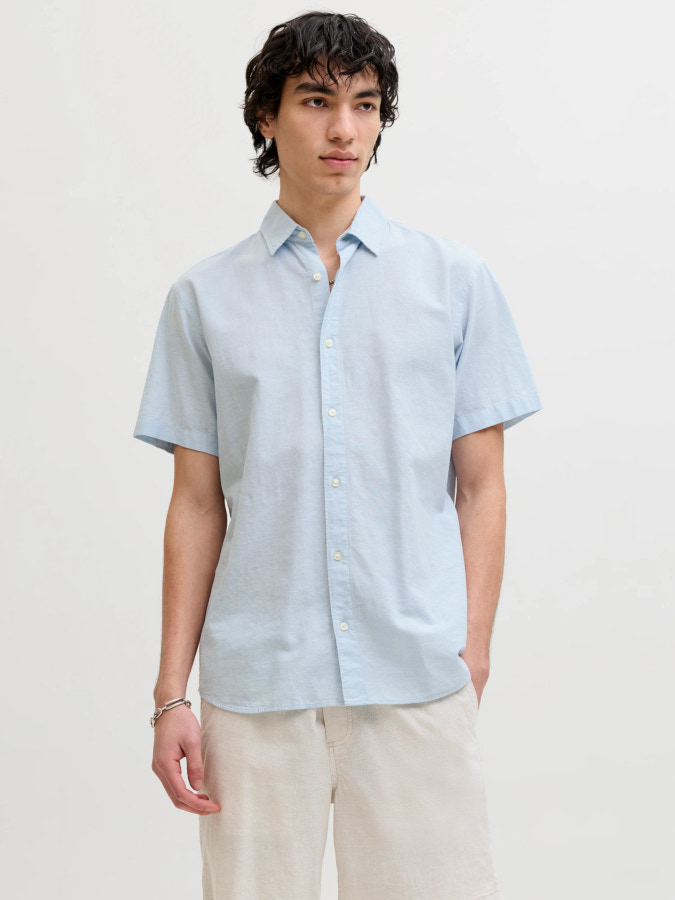 Camisa Jack&Jones BreezeBlend Linen Blend 12288590 azul celeste (celestial blue)