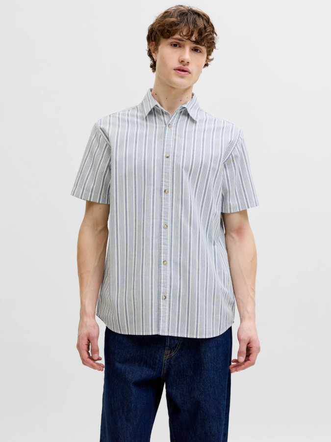 Camisa Jack&Jones Chad Oxford Stripe 12288647 azul (ensign blue)