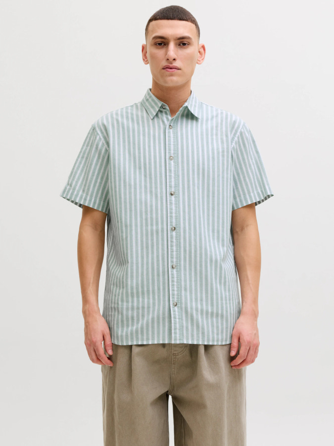 Camisa Jack&Jones Chad Oxford Stripe 12288647 verde (granite green)