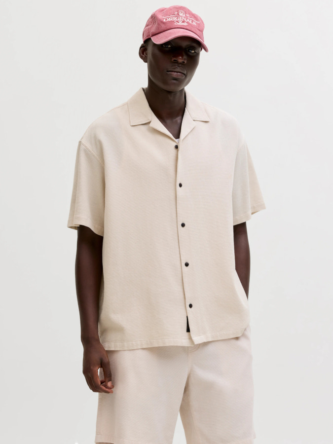 Camisa Jack&Jones Global Waffle 12295551 beige (moonbeam)