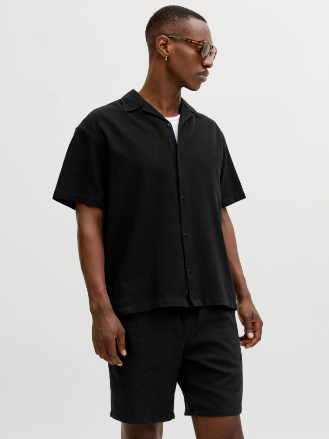 Camisa Jack&Jones Global Waffle 12295551 negro (black)