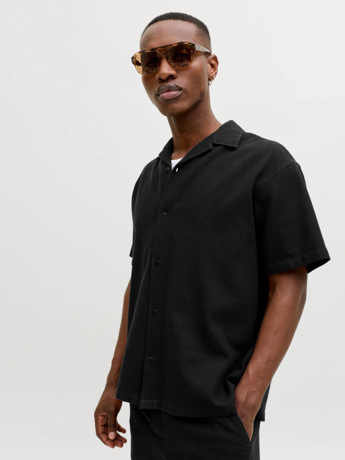 Camisa Jack&Jones Global Waffle 12295551 negro (black)
