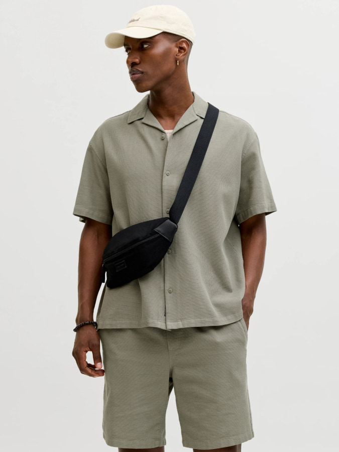 Camisa Jack&Jones Global Waffle 12295551 verde (vetiver)