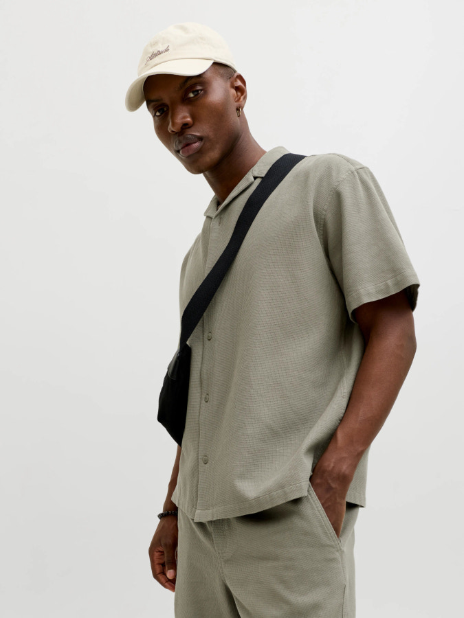 Camisa Jack&Jones Global Waffle 12295551 verde (vetiver)