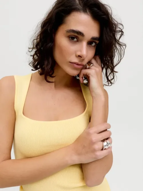 Camiseta Mujer JJXX - 12290769 Posie Square amarillo (sunlight)