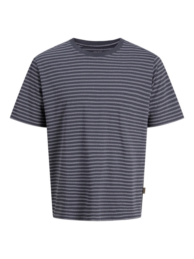 Camiseta rayas Jack&Jones Montauk Stripe 12290898 blanco gris (odyssey gray)