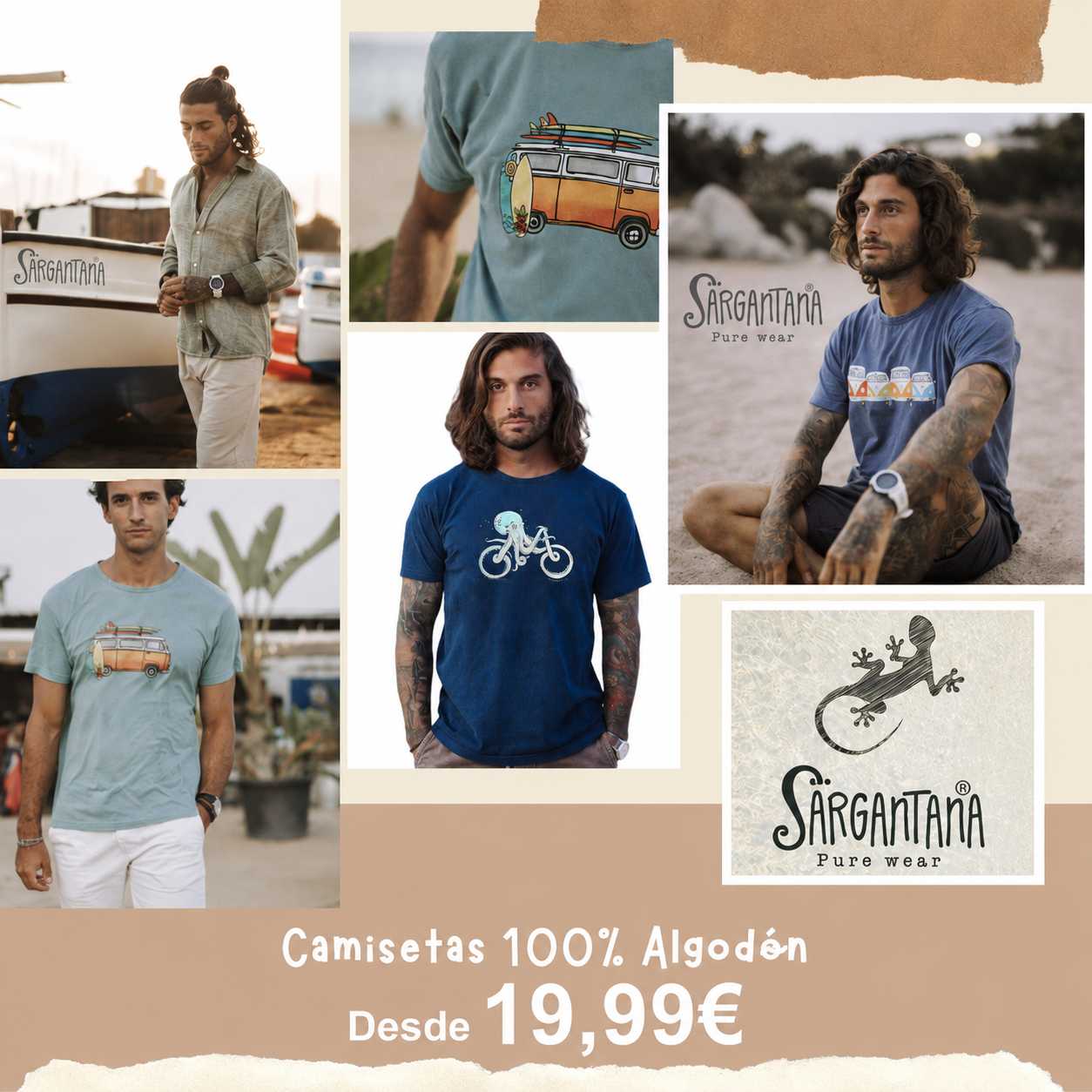 Camisetas hombre marca Sargantana Algodón