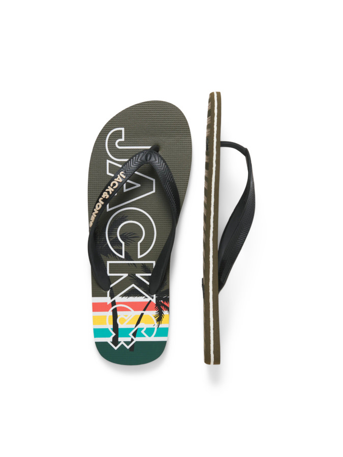 Chancla dedo Jack&Jones Palm Print 12230643 verde (olive night)