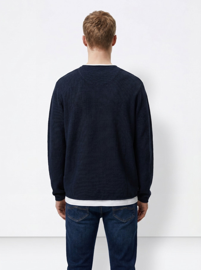 Jersey para hombre de la marca Tiffosi, modelo Alabastro1 en color azul marino. Jersey de cuello redondo.